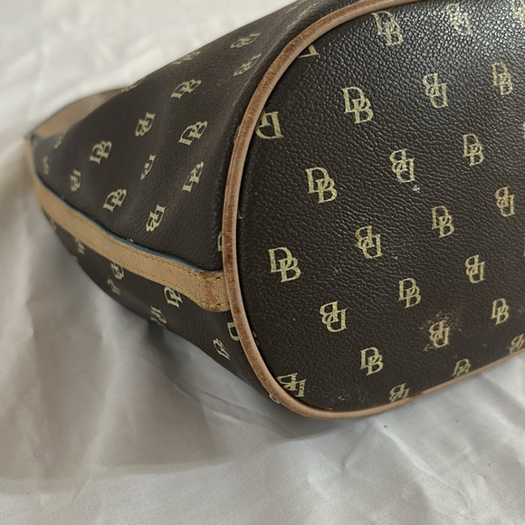 Dooney & Bourke | Monogram Logo Mini Hobo Bucket Bag Purse Leather Vinyl - Picture 9 of 13